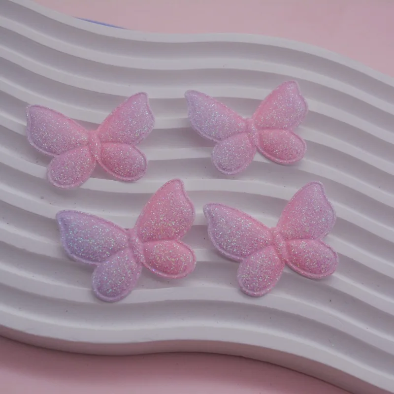 40 Stück glänzende Schmetterlings-Applikationen in zwei Größen, gepolstert, für Kinderhüte, zum Selbermachen von Haarbanden, Haarspangen, als Accessoires und zum Aufnähen. – Detail 7