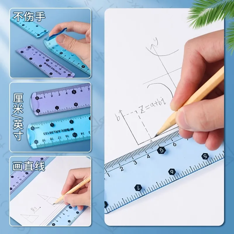 M&G 15cm 20/30cm Transparent Soft Ruler Wave Ruler Toughness Not Easy to Break Durable Soft Straightedge School Stationery