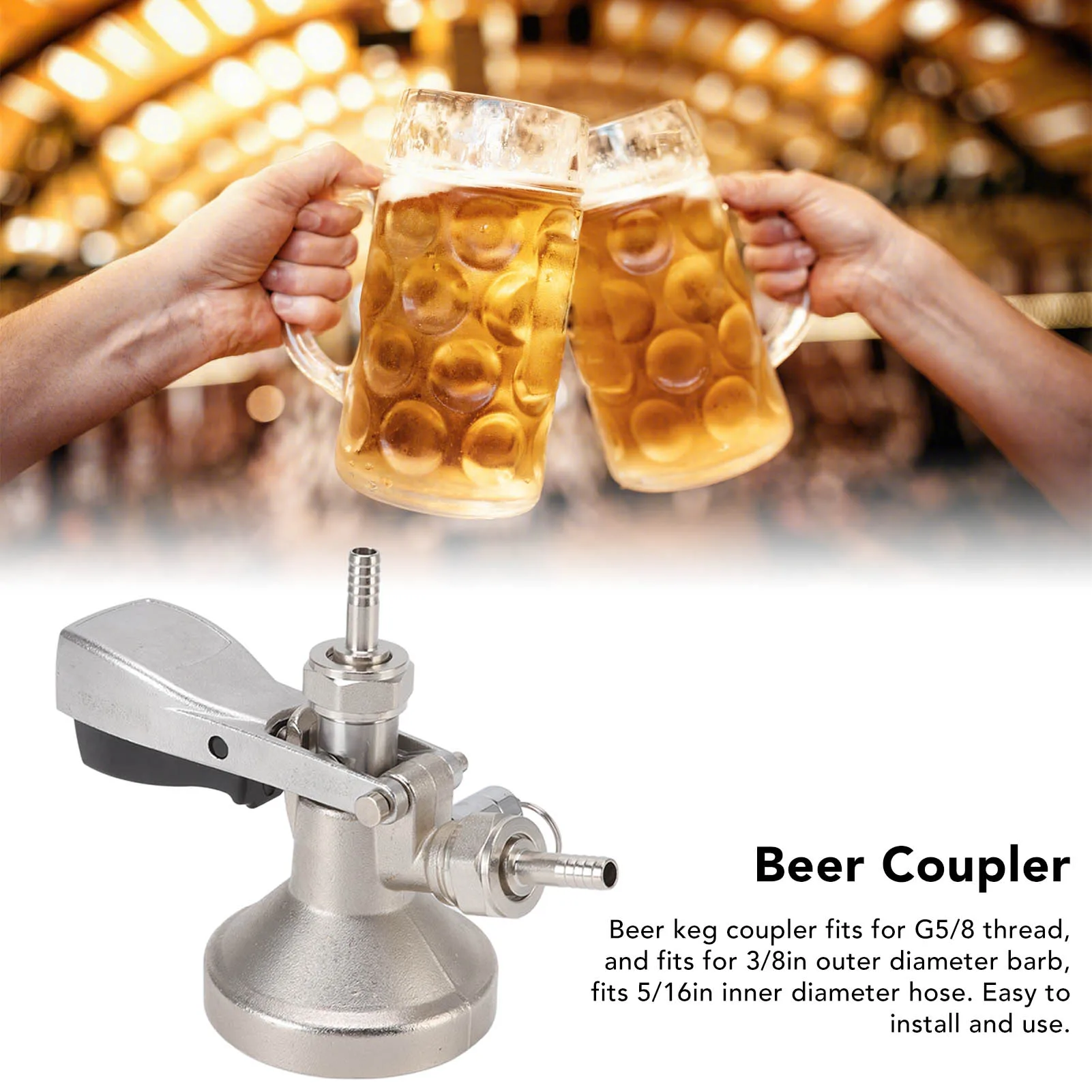 

G Type Beer Keg Coupler Stainless Steel Probe Brass Body Triangular Beer Dispenser Accessory for Bar Party Brewing Keg Coupler