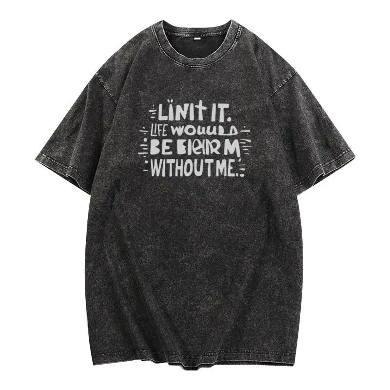 

Grunge Washed T-shirt, Funny Letter Print, Unisex Streetwear Casual Loose Tee for Men and Women, Y2K Hip Hop Style Top
