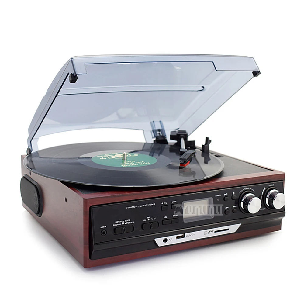 

Multi Functional Vintage Vinyl Record Player Antique Phonograph, Audio System, USB Flash Drive, Magnetic Tape, Bluetooth