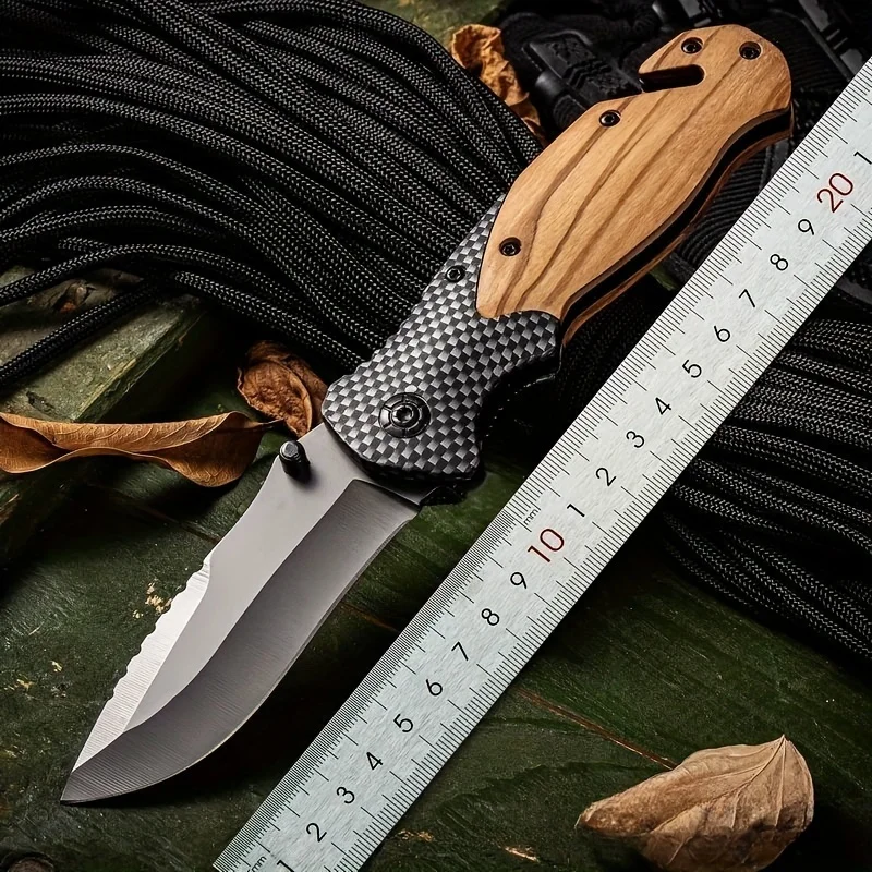 Outdoor wood self-defense military knife high hardness folding knife self-defense folding knife multifunctional small knife