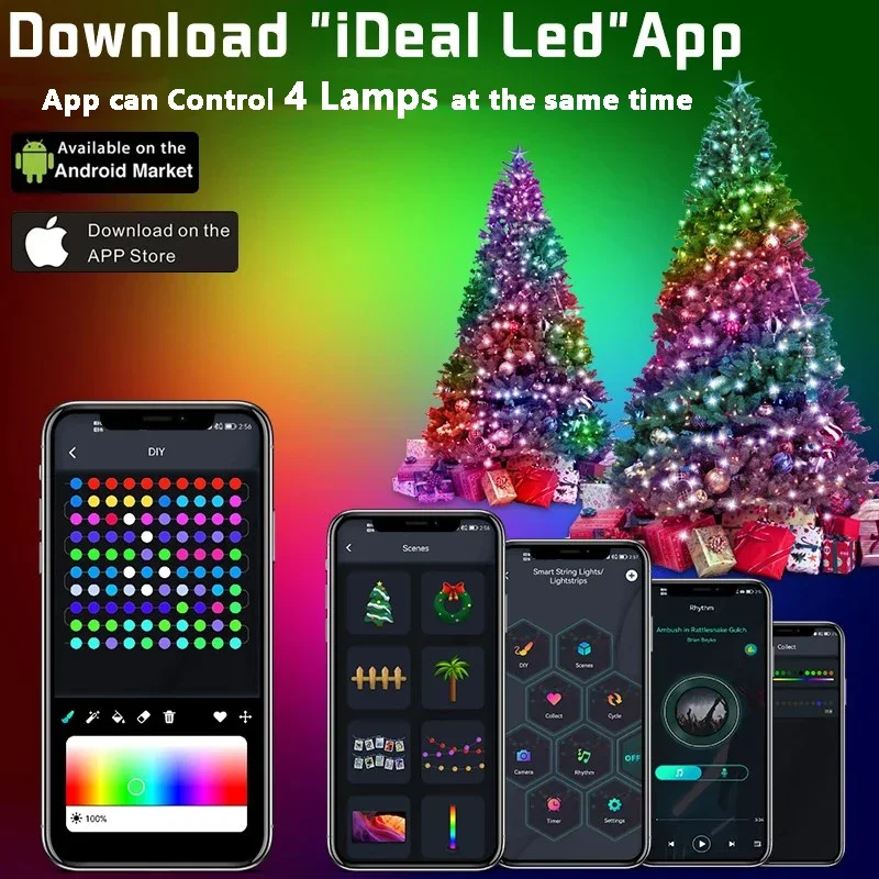 20M USB Led String Light Smart App Controller  DIY Christmas Tree Garland RGB Addressable Fairy Lights Party Outdoor Decoration