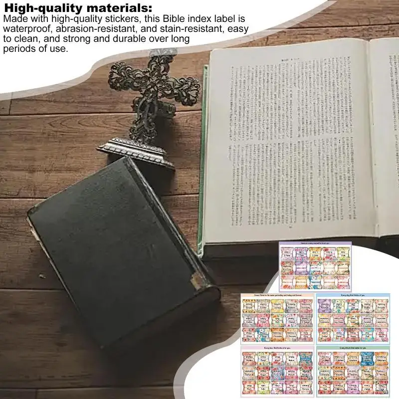 Bible Page Tabs Large Print Laminated Bible Study Tabs For Easy Navigation 5 Sheets Alphabet Bible Stickers Waterproof Bible