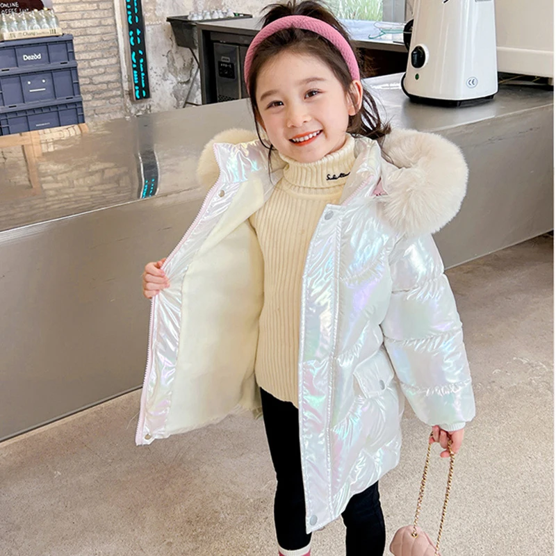 

2-10 Years Girls Winter Jacket Cute Wings Coats For Girls Warm Hooded Parka Snowsuit Windproof Children's 2025 Winter Clothing