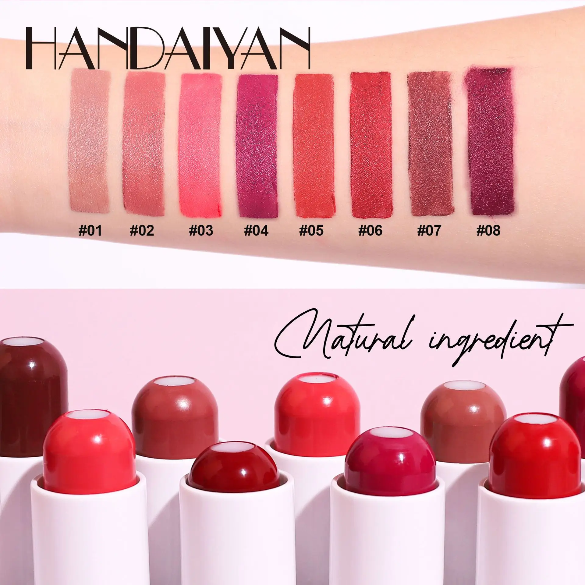 Handaiyan Lip Balm Lipstick 2-in-1 Sandwich Lipstick Female Matte Moisturizing Moisture Is Not Easy to Remove Color Makeup