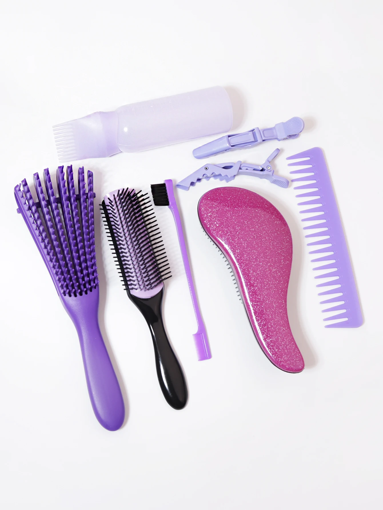 8PCS Comb Hair Brush Set, suitable for both men and women, suitable for long, thick, and curly natural hair