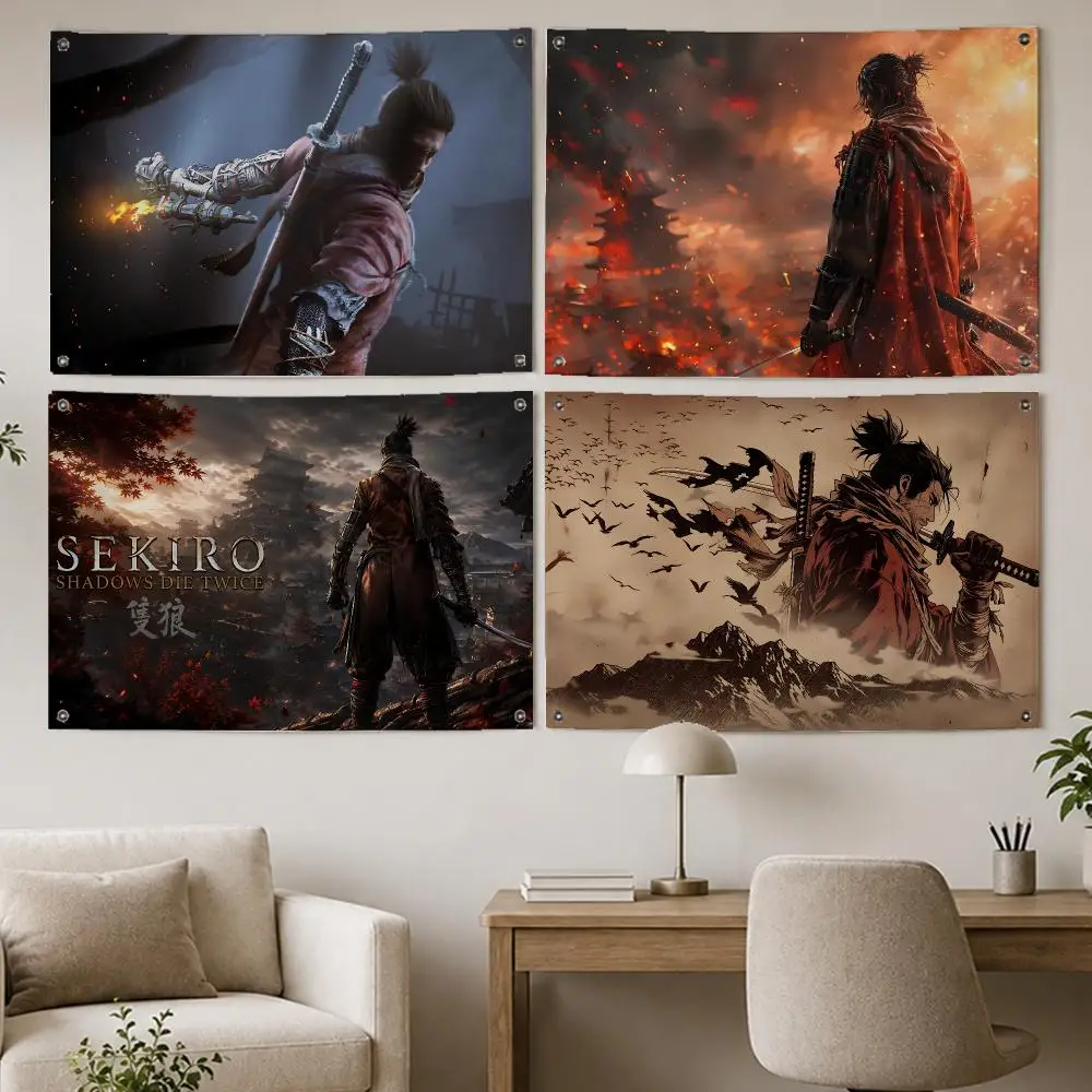 Pro Game Sekiro: Shadows Die Flags Room Home Decor Wall‑Hanging Art Banner, Outdoor for Bedroom Party Background Decoration