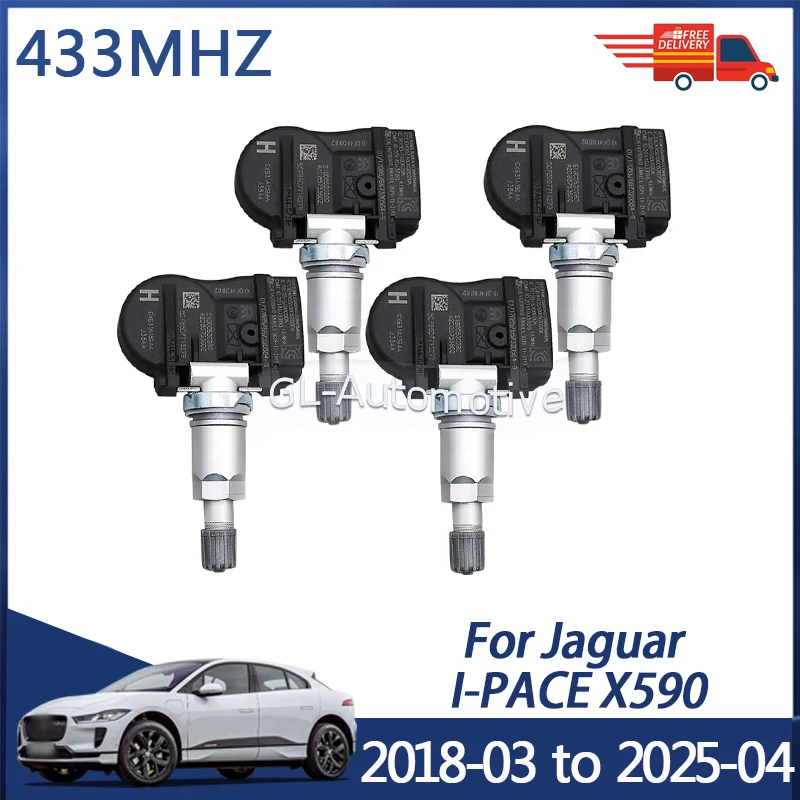 4PCS 433MHZ GX63-1A159-AA TPMS Tire Pressure Monitoring Sensor For Jaguar I-PACE 2018-03 to 2025-04 LR070840 C2D47173 C2D21599