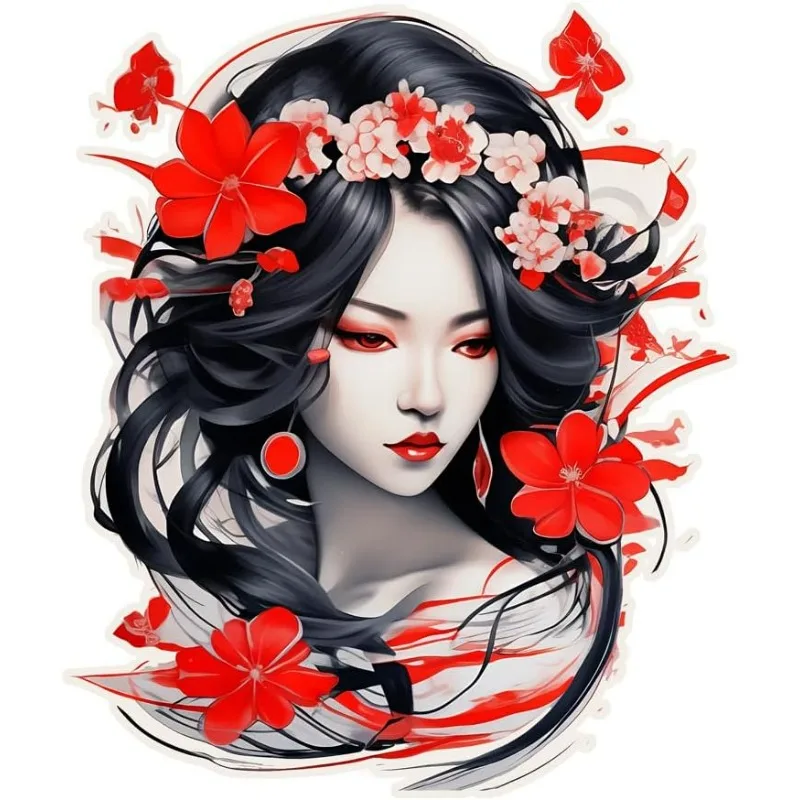 Retro Japanese Geisha Car Sticker Waterproof Vinyl Decal for Truck Car Mug Laptop Smooth Surface