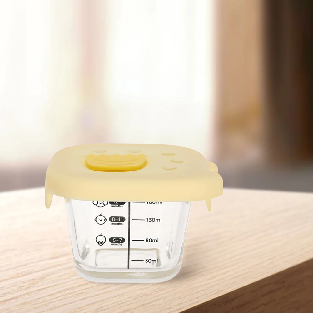 

2Pcs Baby Food Storage Containers High Temp Glass Bowl Sealed Portable Microwave Safe Durability Infant Feeding