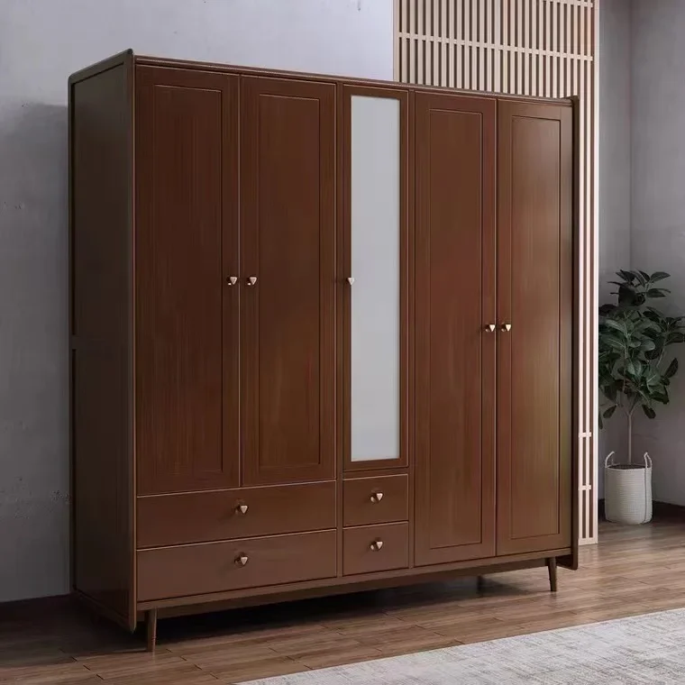 Home Furniture Wood Almirah Designs 4 Door Wardrobe Cabinet Cheap Modern Bedroom Mdf Wardrobe with Mirror