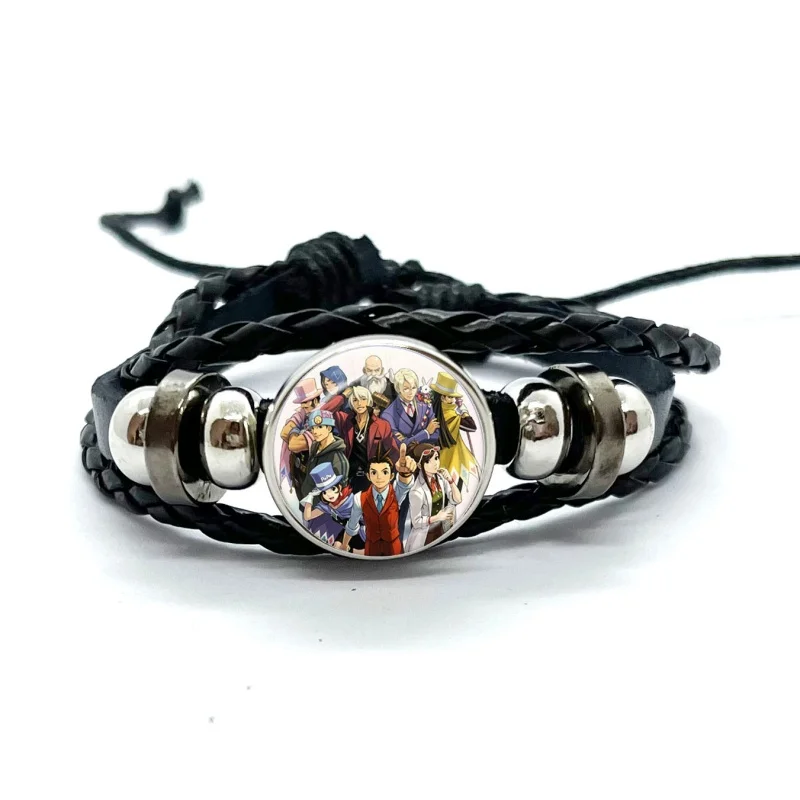 Anime Phoenix Wright Ace Attorney Trilogy Leather Bracelets Maya Fey Miles Edgeworth Multilayer Braided Bracelets Jewelry Gifts