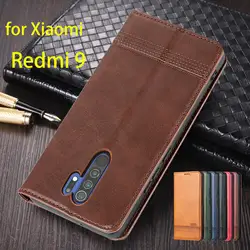 Deluxe Magnetic Adsorption Leather Fitted Case for Xiaomi Redmi 9 Redmi9 Flip Cover Protective Case Capa Fundas Coque