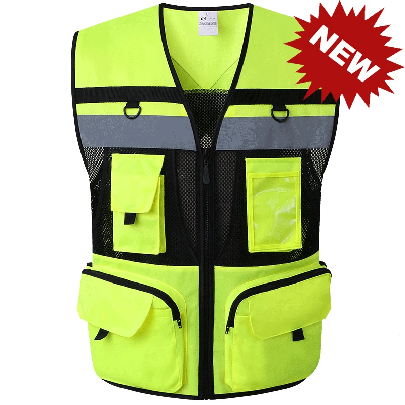 

Automobile Motorcycle Reflective Safety Vest Yellow High Visibility Night Warning Safety Coat for Traffic Car Summer Mesh Vest