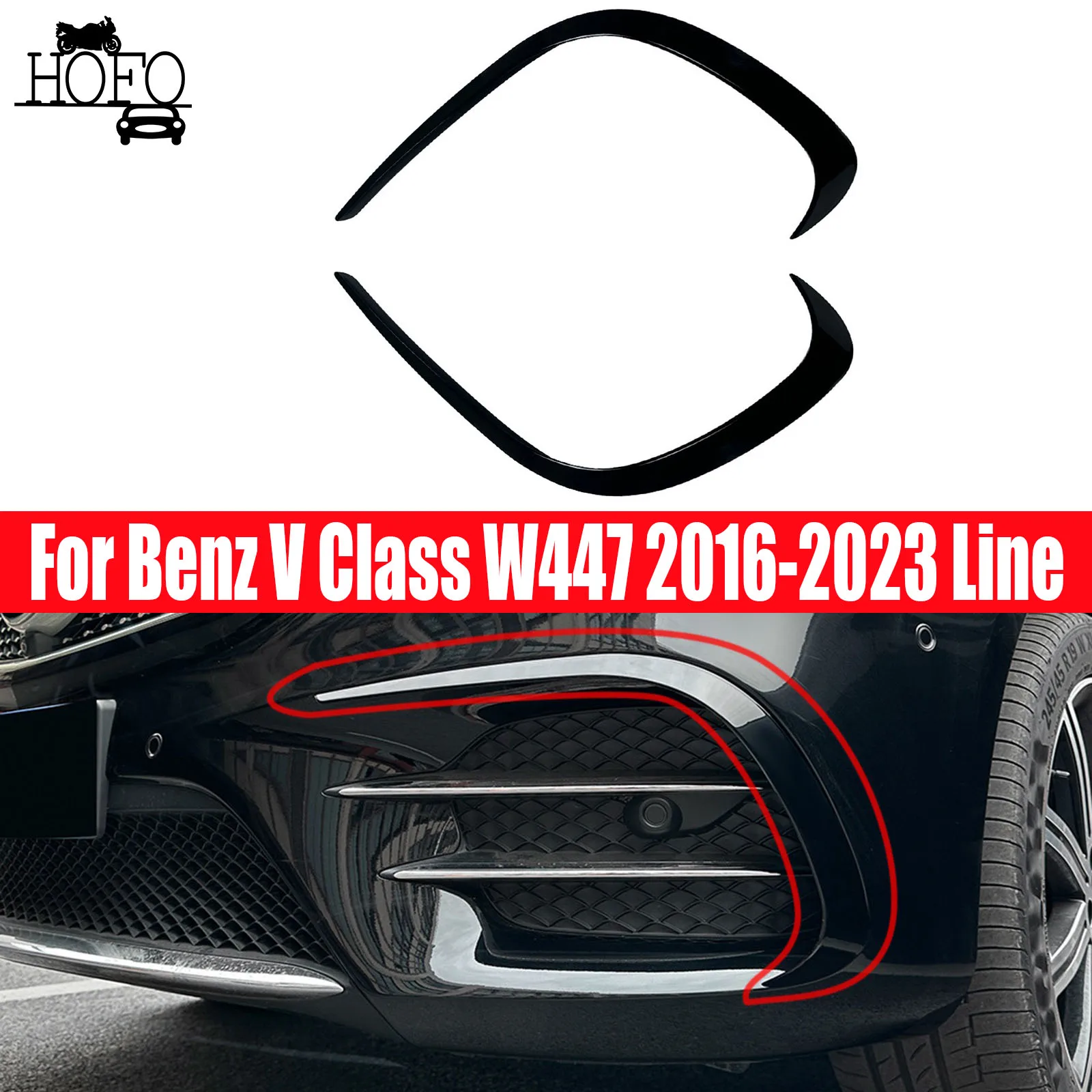 

For Benz V Class W447 2016-2023 Line Car Front bumper splitter Front Wind Knife body kit blade Accessories Tuning