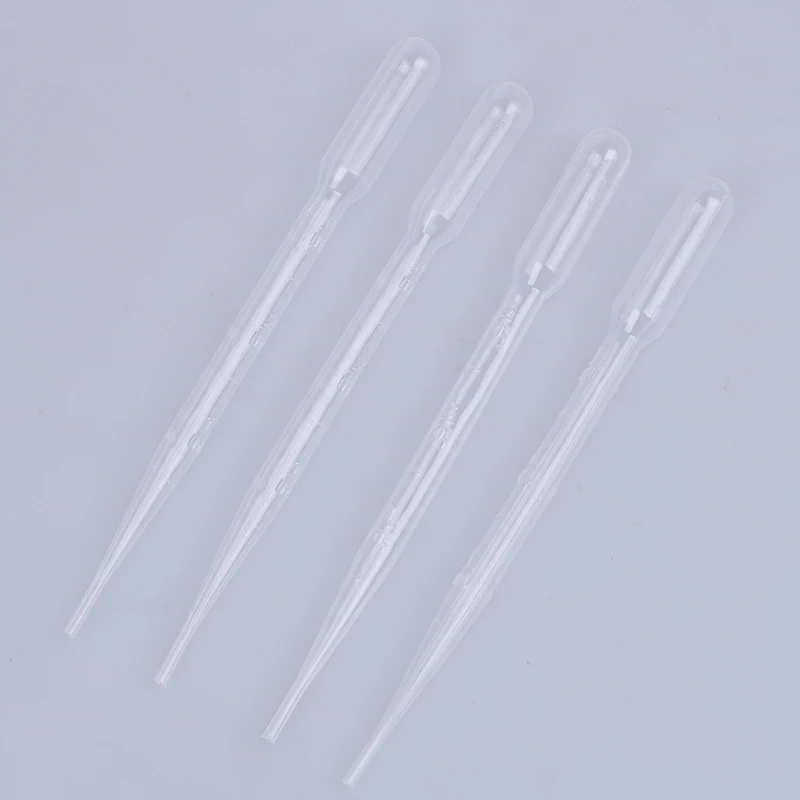 40pcs 3ML Practical Transparent Pipettes Disposable Safe Plastic Eye Dropper Transfer Graduated Pipettes Educational Supplies