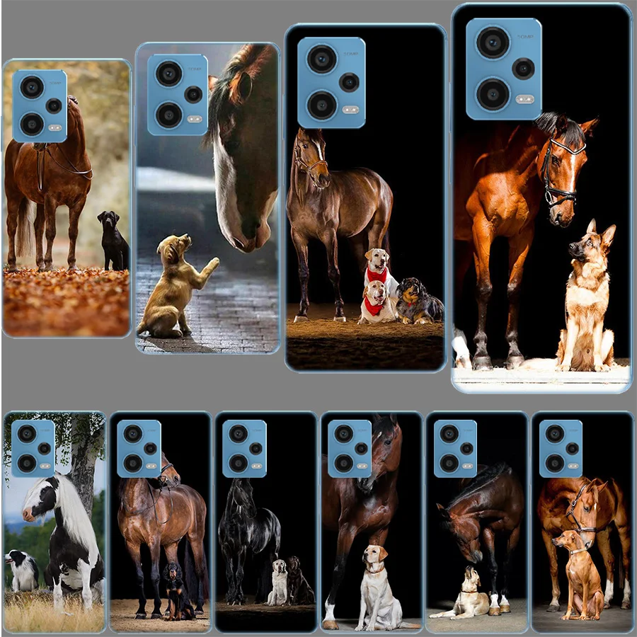 Domineering Cool Horses And Dogs Case for Redmi Note 12 Pro 11 Pro Plus 12S 11S 11T 11E 10 5G 10S 9S 9T 9 8T 8 7 Phone TPU Clear