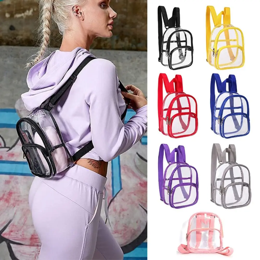 Summer New Fashion Transparent PVC Backpack Women Travel Knapsack Student School Bags Small Handbags Casual Mini Rucksack