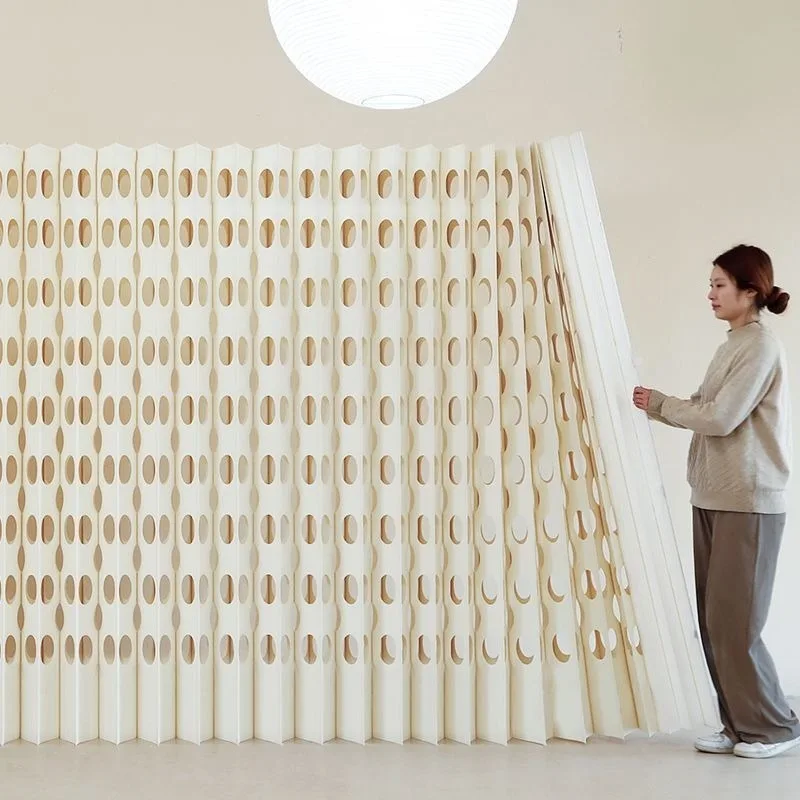 Screen partition Retractable screen One pull paper wall Bedroom room partition High partition No punching French background wall