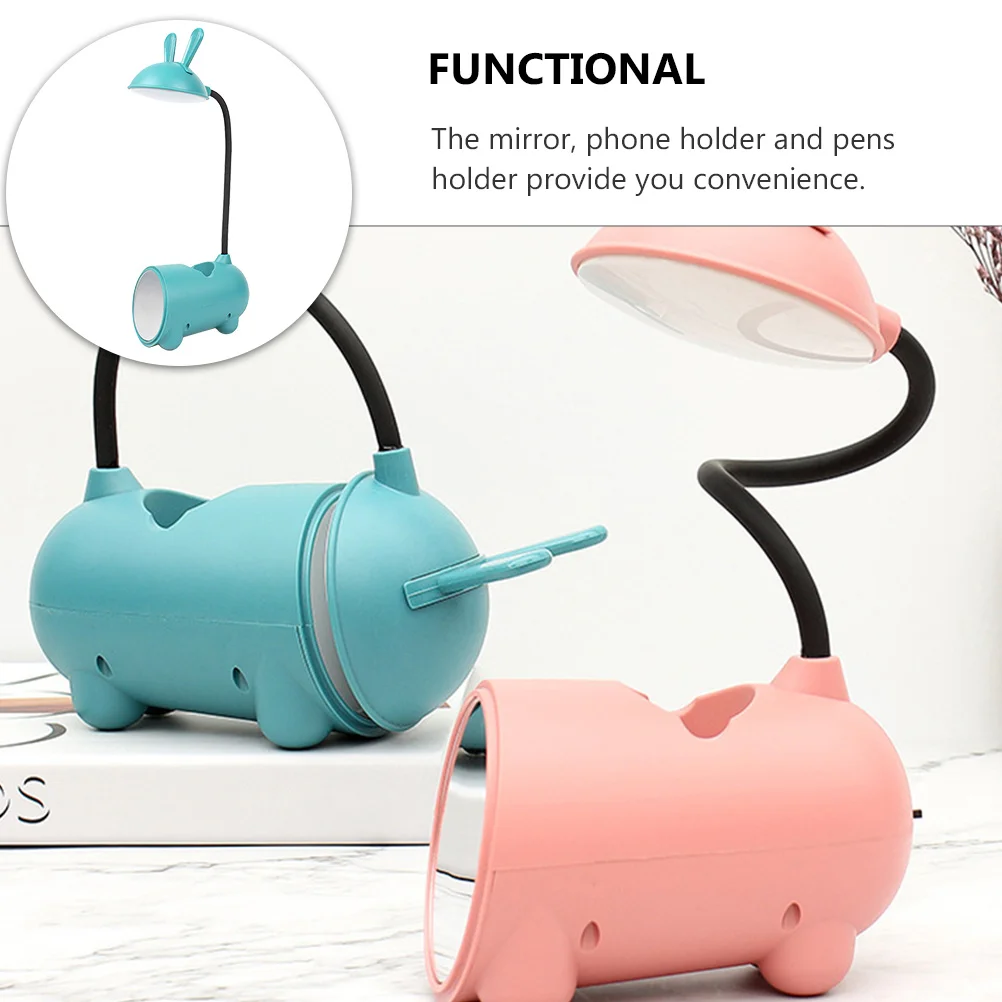 

1pc Touch Dimming Rabbit Usb Table Rechargeable Adjustable Night Light For Students Reading Desk Lamp With Pen Holder