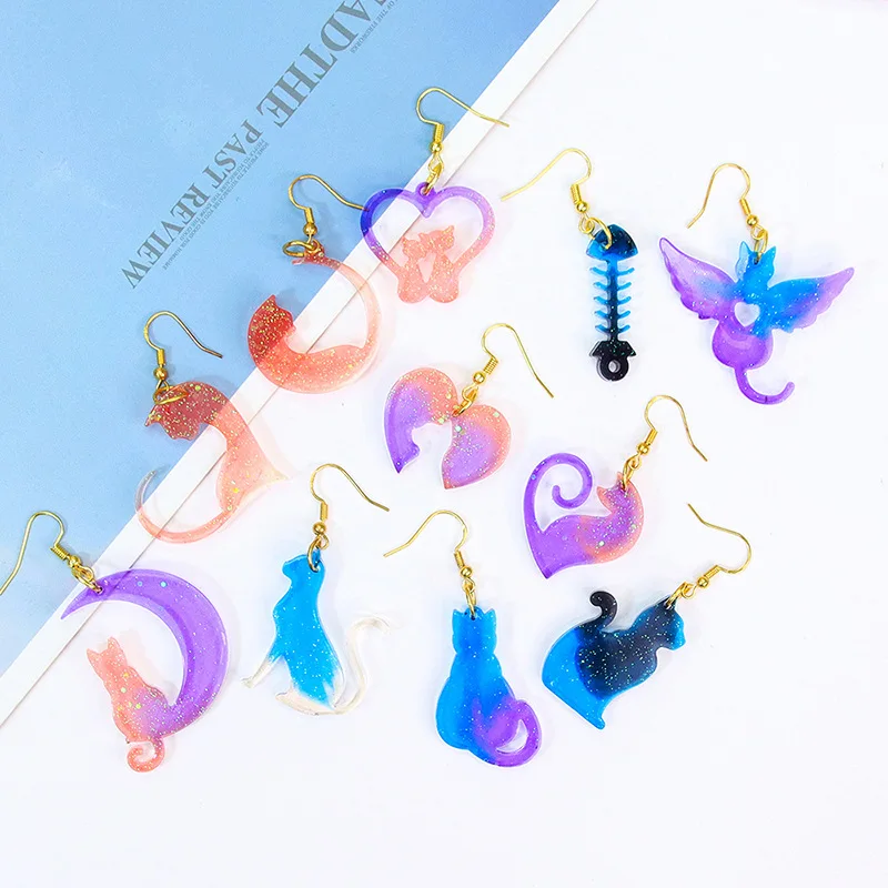 Earring Pendant Silicone Mold Epoxy Resin Jewelry Making Mold Butterflies Cat Snowflakes DIY Charms Pendant Mould Jewelry Craft