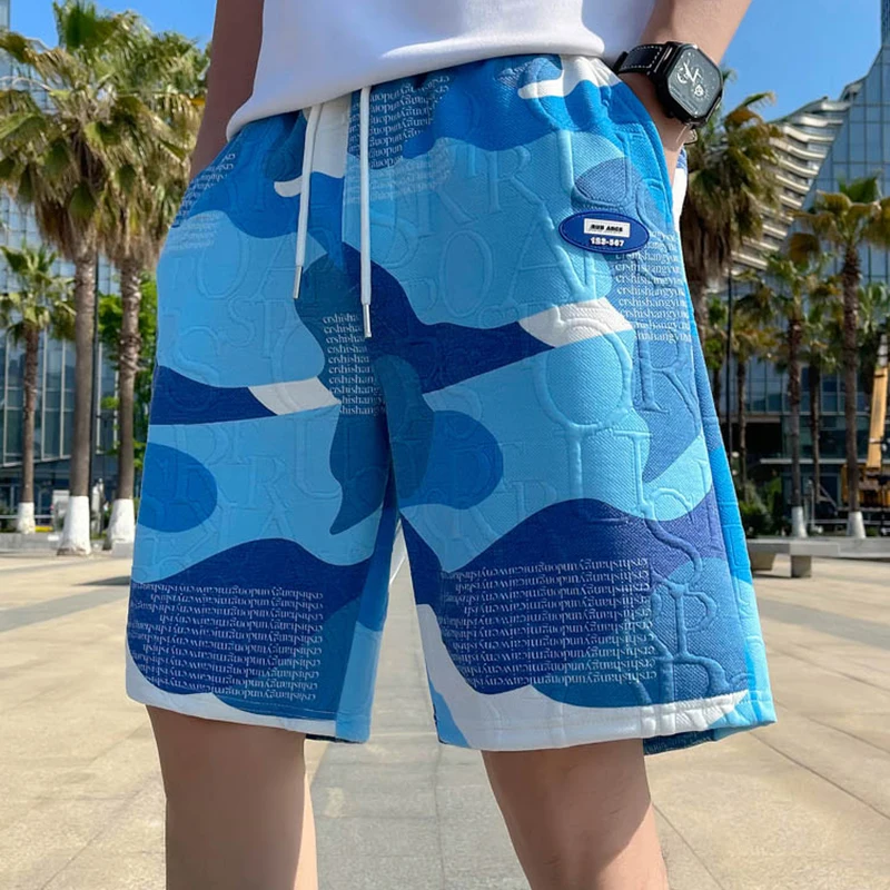 

Новые летние модные трендовые дизайнерские стильные шорты с военным принтом, мужские повседневные свободные шорты, брюки с эластичной резинкой на талии, пятые брюки