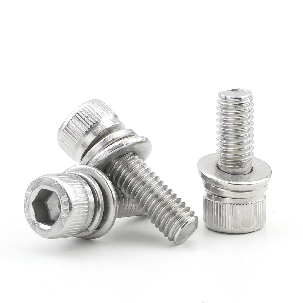 5/10/20pcs Hex Socket Head Cap Sems Screw with Washer M3 M4 M5 M6 M8 Stainless Steel Metric Allen Head Combination Screw