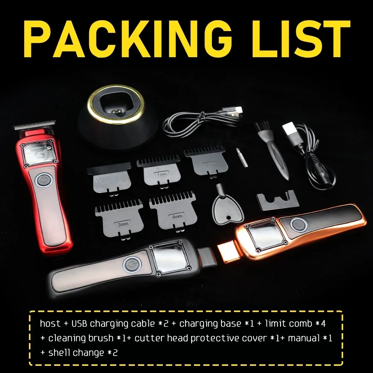 9500RPM Vector Motor 3 Cover Professional Men's Hair Trimmer DLC Blade with Seat Charger Hair Clipper