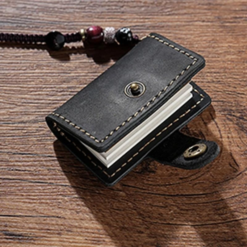 Small Leather Journal Pocket Notebook Writing Pad 2.4x1.57Inch 64 Pages Unlined For Writing Sketching And Note Taking  D2RC