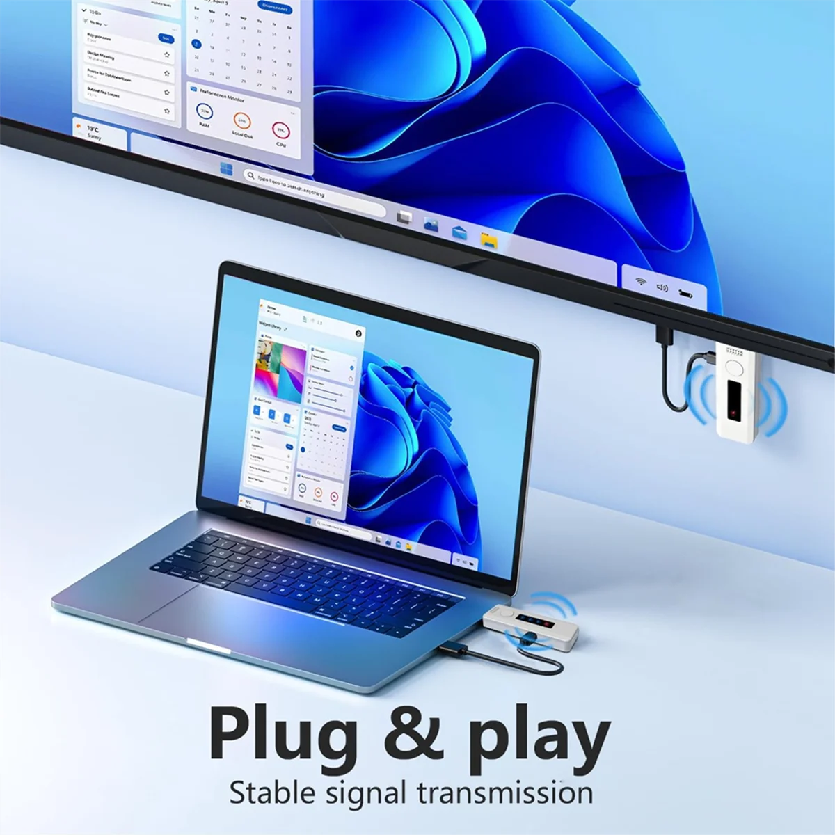 Wireless -Compatible Transmitter and Receiver: Plug & Play Portable Wireless Extender Kit Support 2.4/5G, 4K Decode
