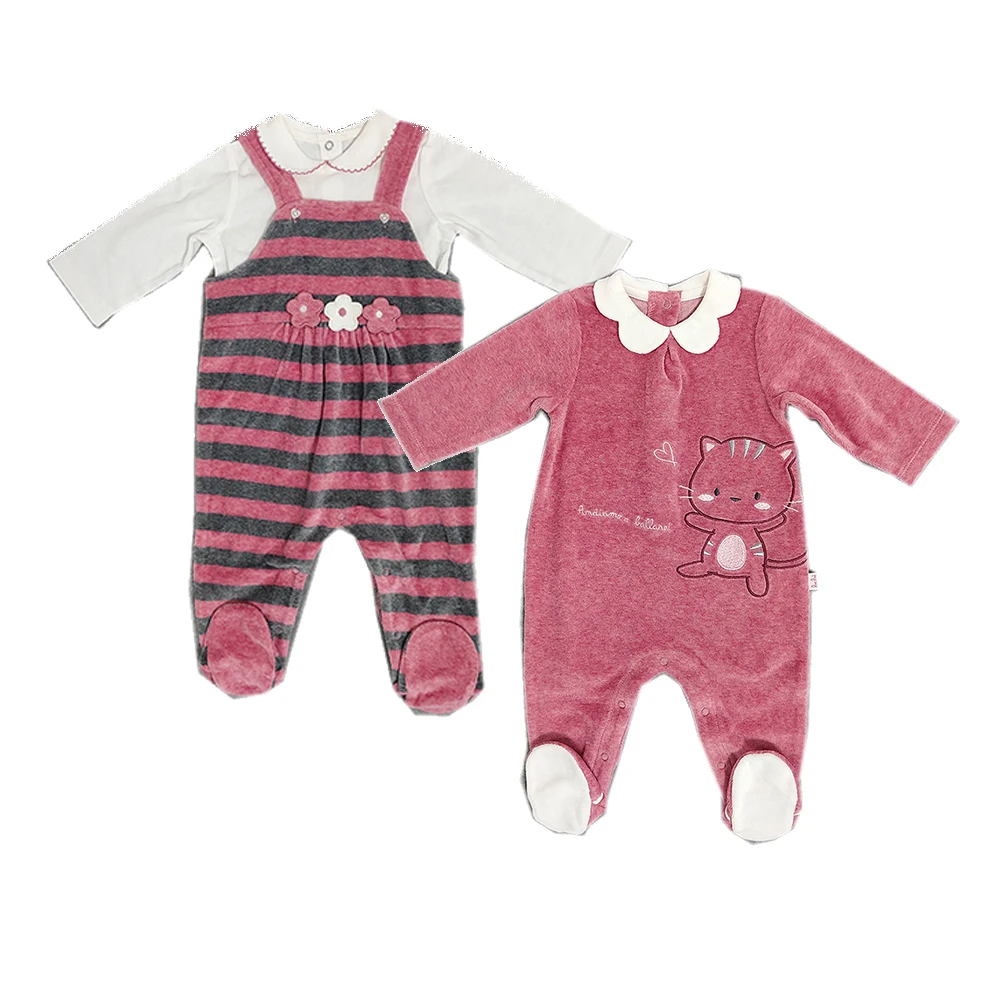 

Fall/Winter Baby Romper Velvet Soft Infant Jumpsuit Baby Girls Overalls Warm Pajamas Clothing Velour For 3-6 M