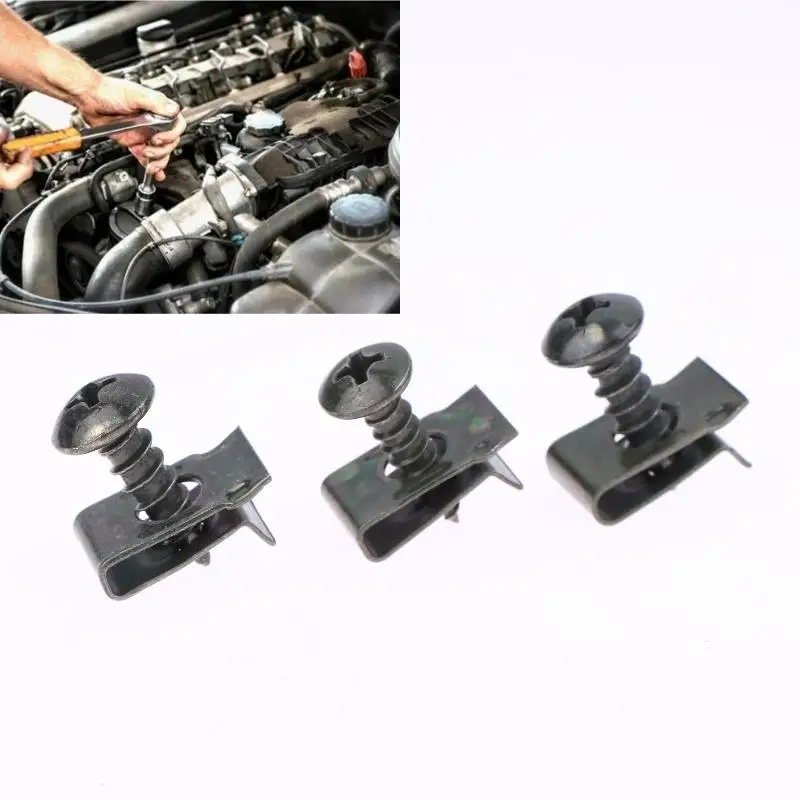 40/100Pcs Anti-rust Protection Clip Screw Iron Sheet Kit Self Tapping Screws Fastener Clip For Car Moto U-Type Clip With Screw