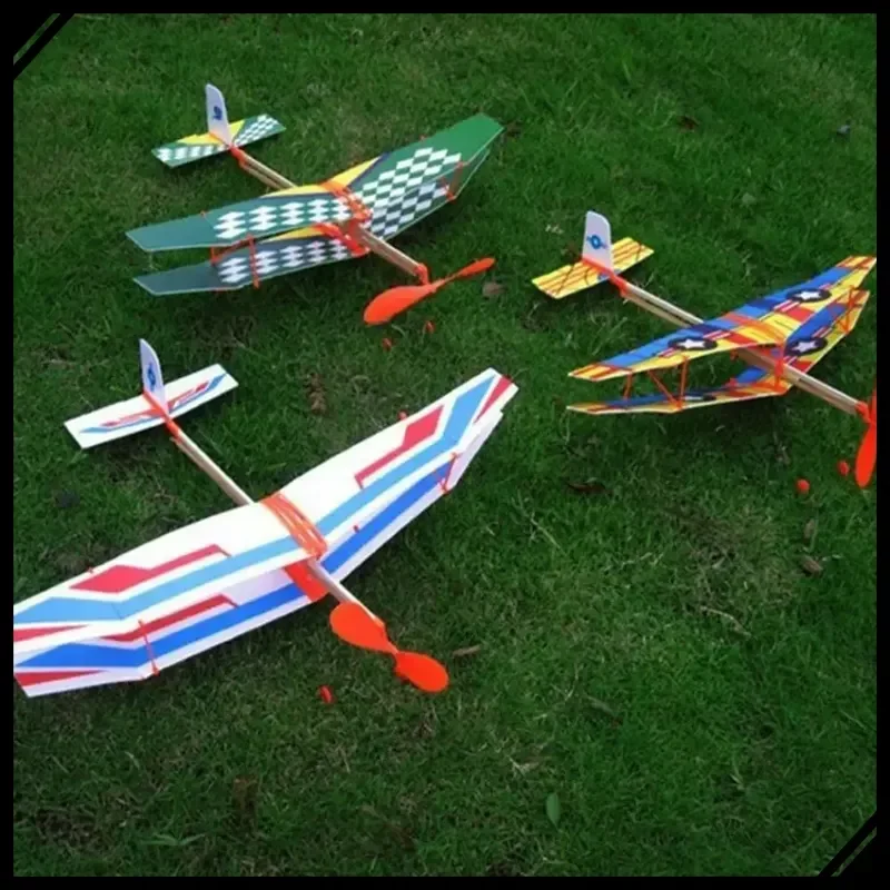 

Foam Rubber Band Powered Biplane Glider Toy for Kids DIY Hand Throw Airplane Model Creative Birthday Gift STEM Educational Kit