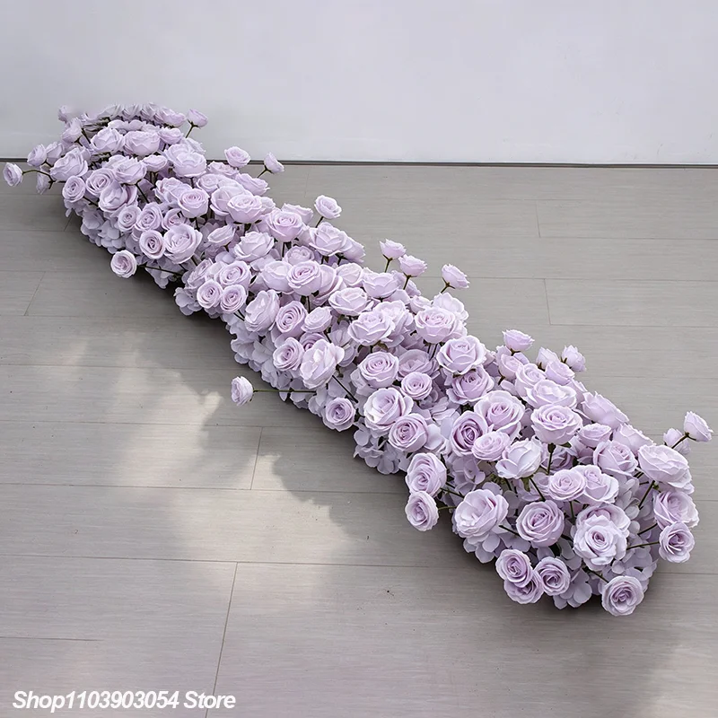 Künstliche weiße Rosen-Hortensien-Blumenreihe, langer Tischläufer, Hochzeits-Hintergrunddekoration, Blumenarrangement, Party-Requisiten, Tischdekoration – Detail 6