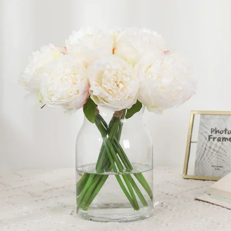 Plantas artificiales de flores de peonía secas eternas, decoración de alta calidad, florero para decoración del hogar y la sala de estar, Año Nuevo