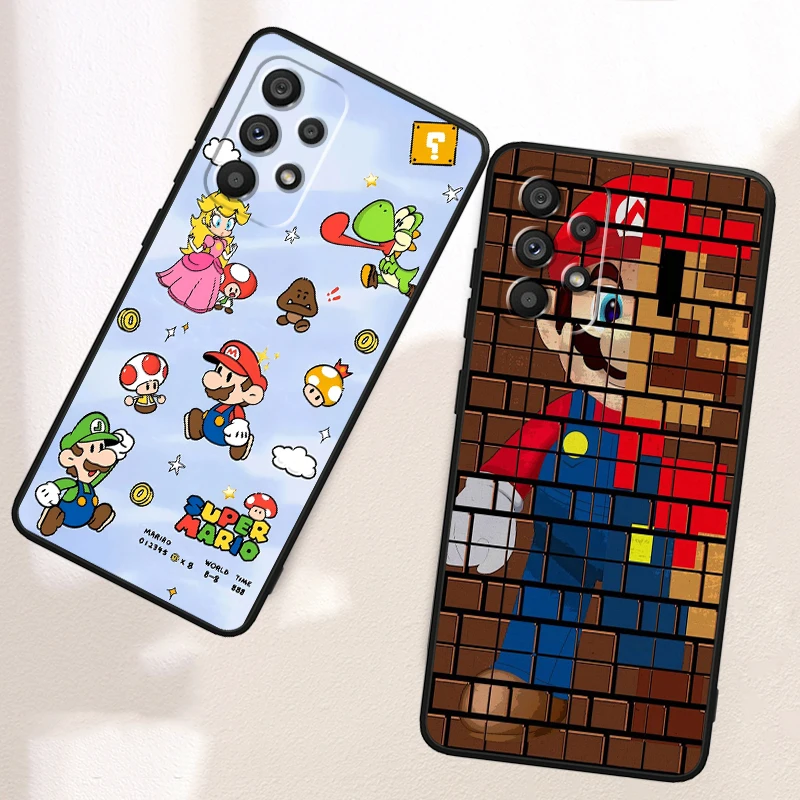 Cartoon Game Super M-Marios For Samsung A53 A52 A33 A32 A51 A71 A21S A13 A73 A50 A22 A23 A03 A72 A54 A12 5G Black Back