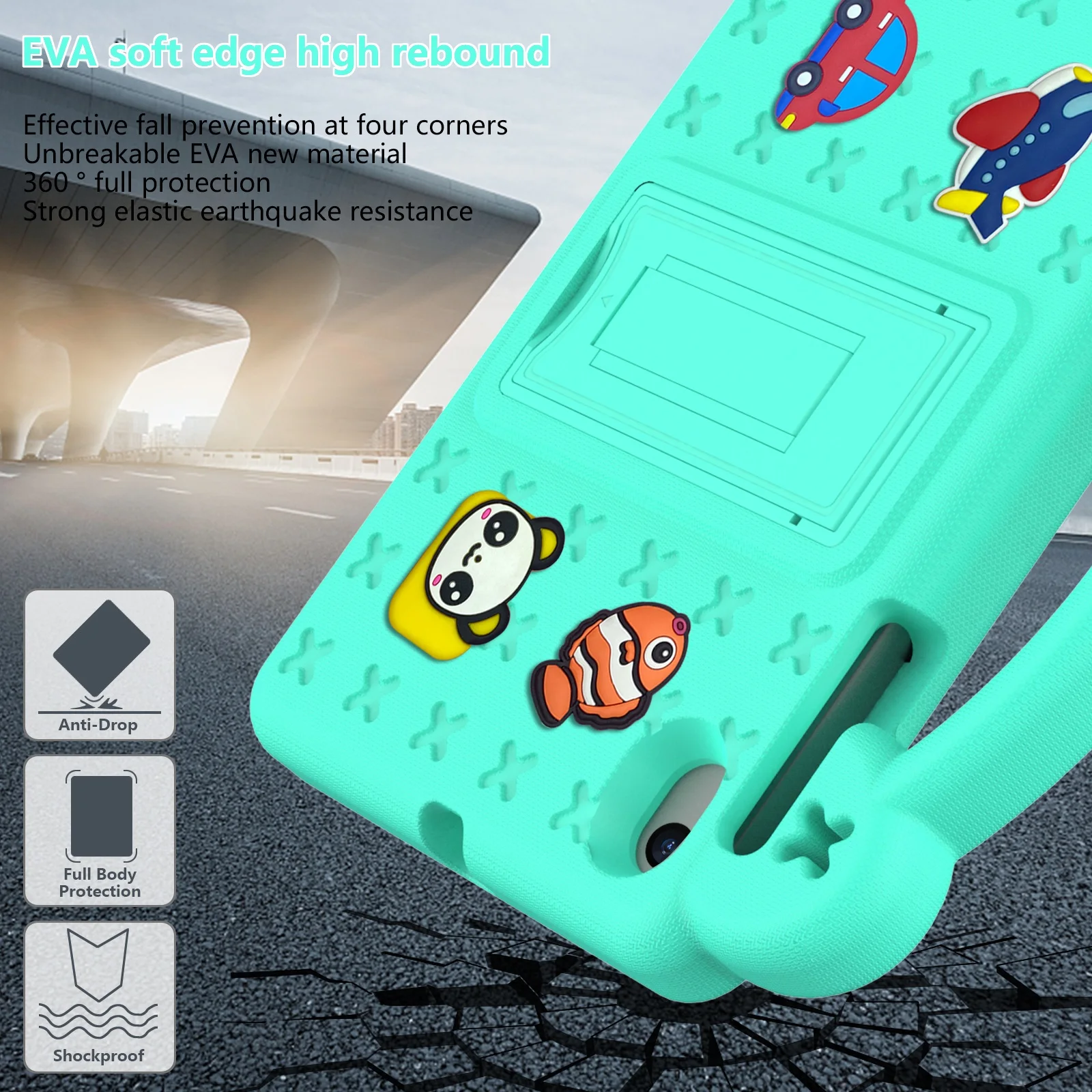 For Walmart ONN 7.0inch Gen5 4-100135924 2026 2024 EVA Shockproof Durable Fashion handle Shell With foldable bracket Tablet Case