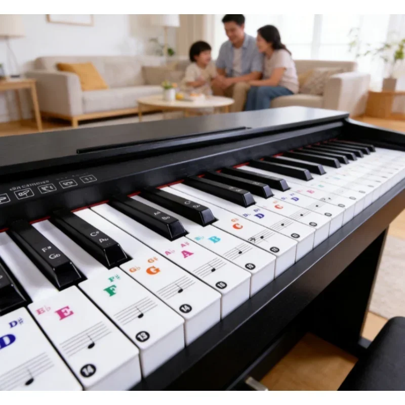 1/2Pcs Transparent Piano Keyboard Stickers 49/54/61/88 Key Detachable Music Note Decal for Piano