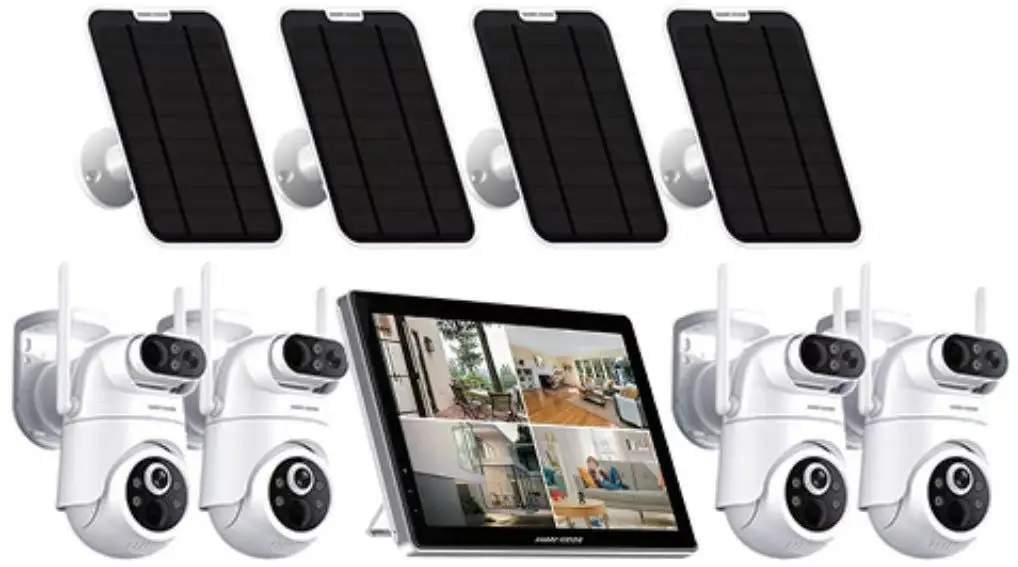 Cámaras solares de 4MP + 4MP, 8MP, pantalla de 10 pulgadas, 4 canales, 8 canales, CCTV inalámbrico, seguridad para el hogar, WIFI, NVR, Kit de sistema de cámara