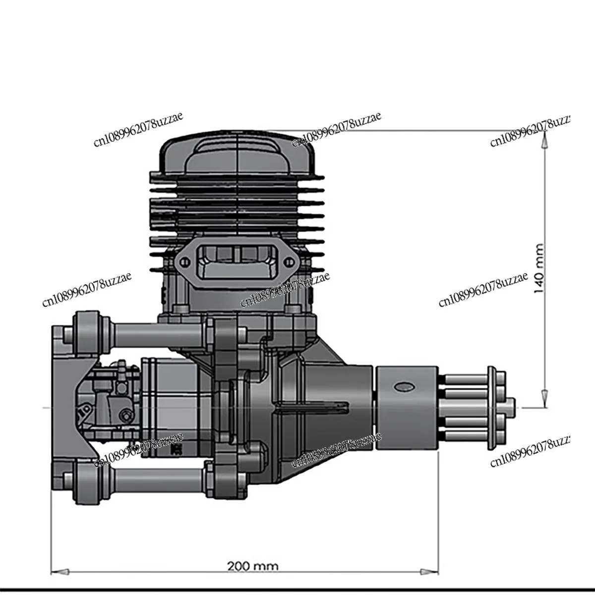 85 Model Gasoline Engine Natural Air Cooled Hand Start 85CC Displacement Single Cylinder Two Stroke Side Exhaust