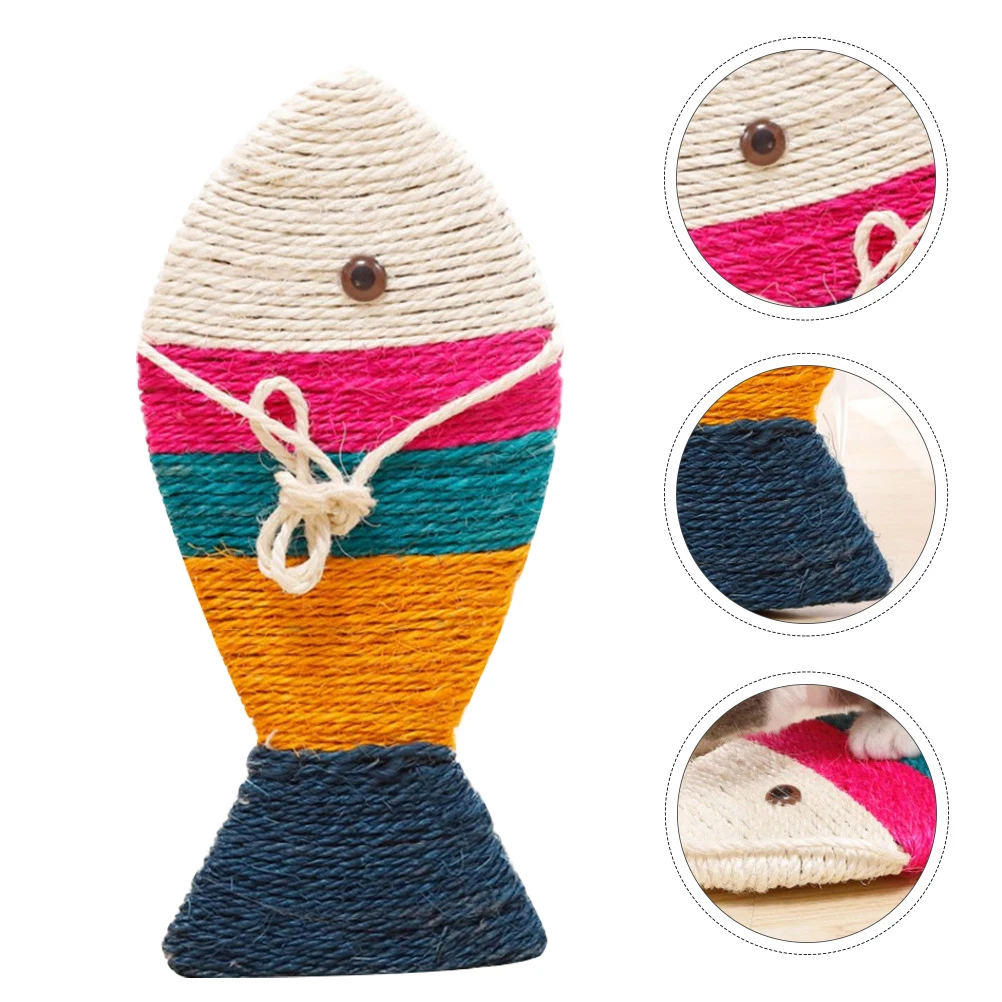 

Cat Scratching Post for Board Sisal Cute Pad Interactive Fishing Collar