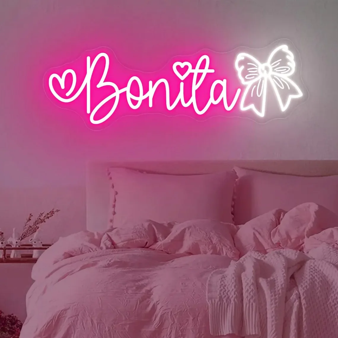 Custom Bow Name Neon Sign for Kids, Pink Bow Name Neon, Girl's Room Sign, Nursery Dorm Decor Home Wall Decor,Gift For Kids