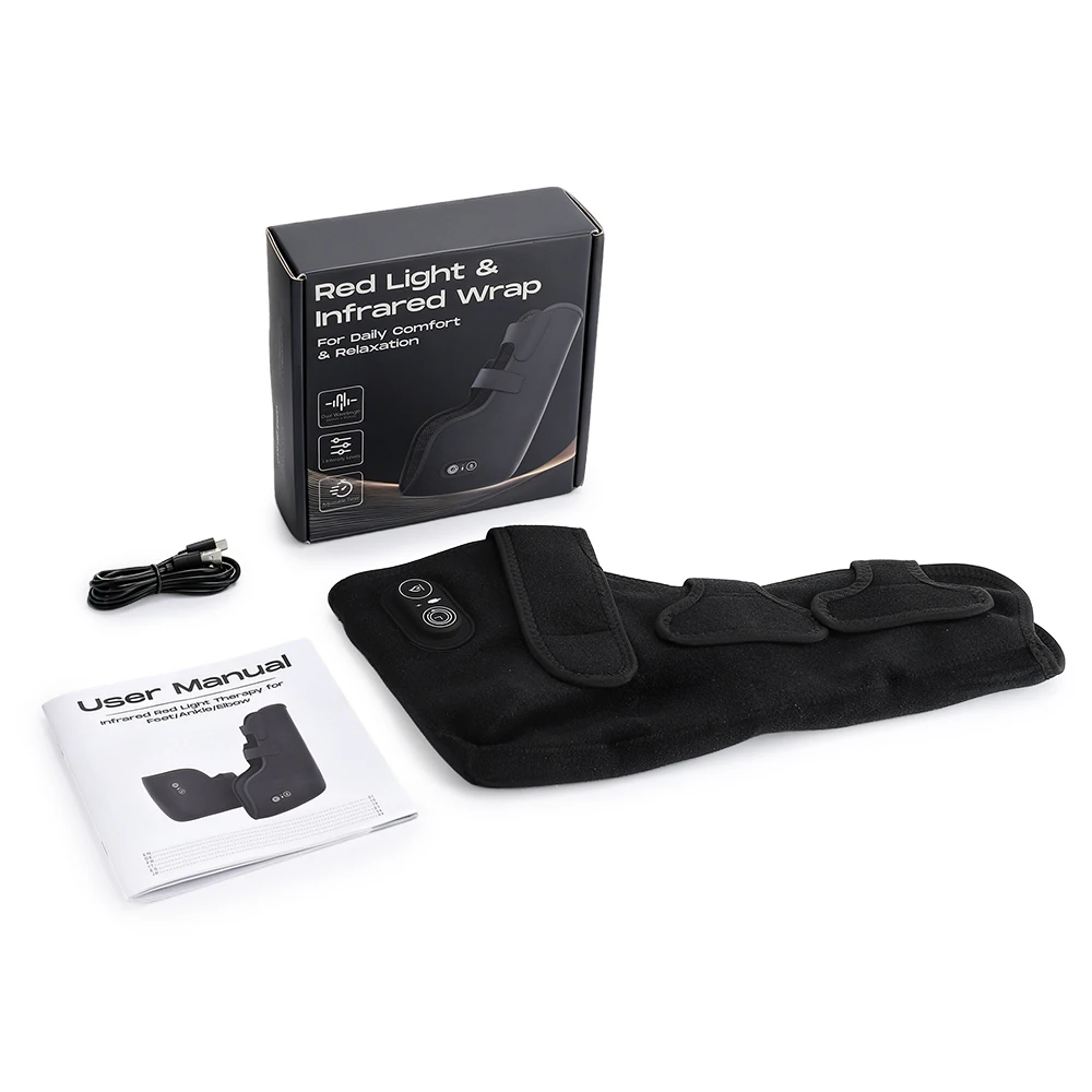 Red Light Ankle & Elbow Support Brace Pad, Wireless Portable Infrared Light 153 LEDs 660nm Thermal Device for Elbow Foot Care