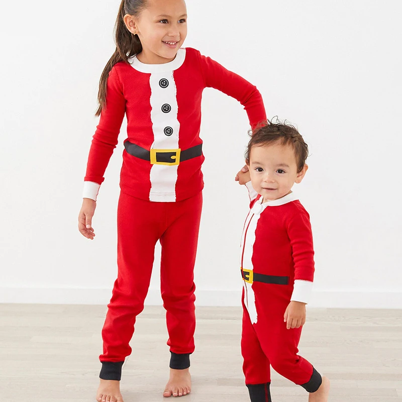 أعلى وأسفل مهرجان مجموعة الأيائل عيد الميلاد الكرتون البلوز مجموعات الطباعة الكاملة عيد الميلاد ملابس خاصة 2 قطعة سانتا كلوز زي منامة #5