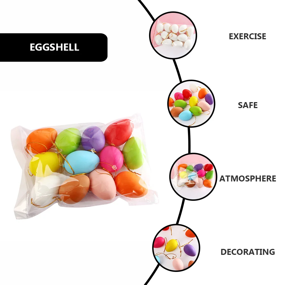 48 pçs plástico casca de ovo de páscoa imitação diy doodle ovos para crianças arte artesanato pendurado ornamento fontes de festa presente