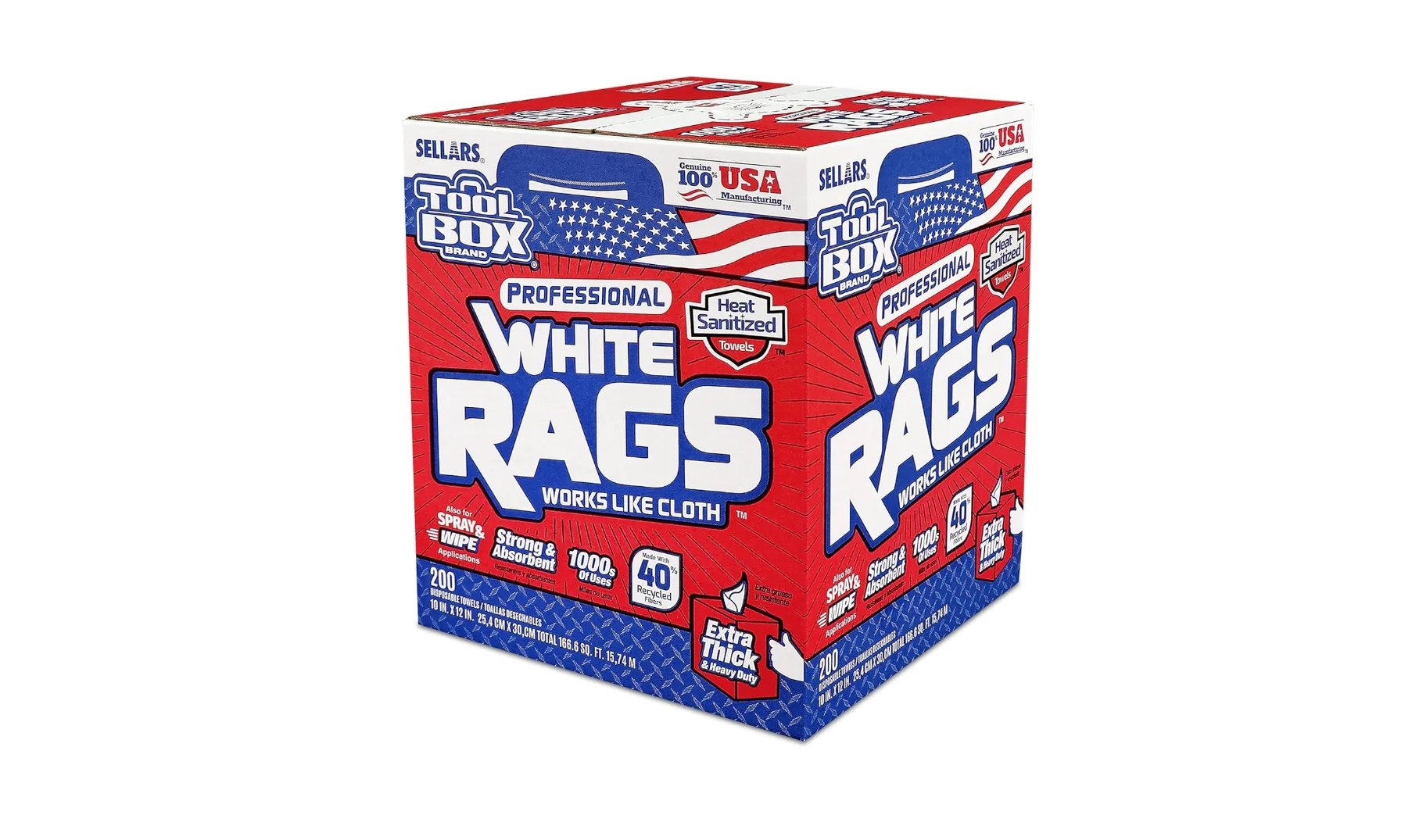 Sellars 58202 ToolBox White Rags Box, 10