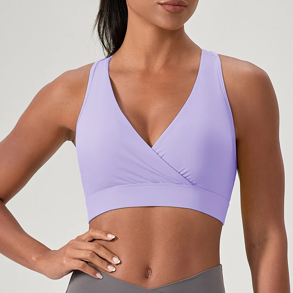 Women Gym Sport Bra Fitness Tank Top Yoga Sports bra Sexy Deep V-neck Workout Bra Underwear Breathable Running Sportswear image 4