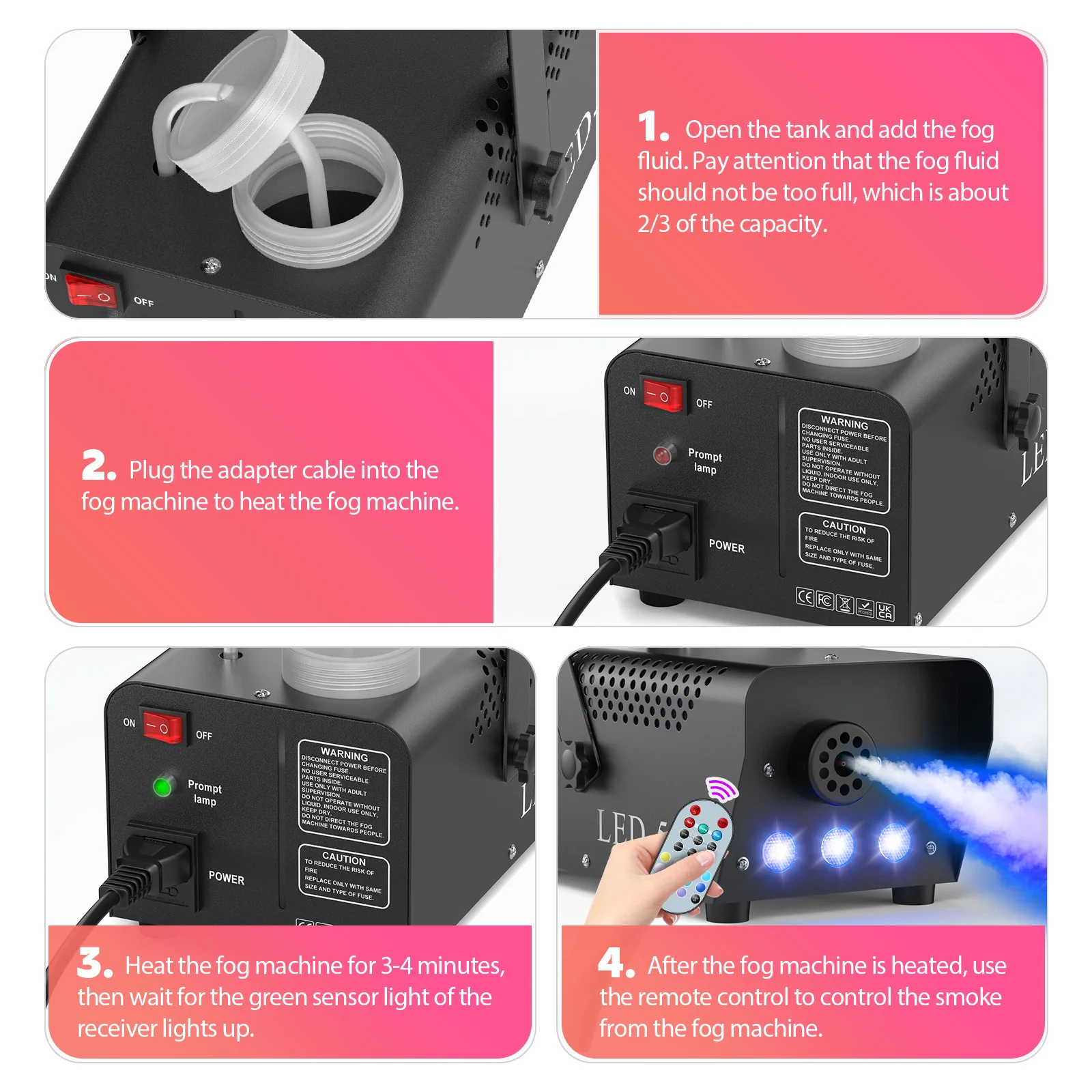 Yiflamefly Mini 500W RGB Rookmachine Bruiloft Rook Rookmachine Partijen Club Remote Fog Ejector voor DJ Wedding Party Concert