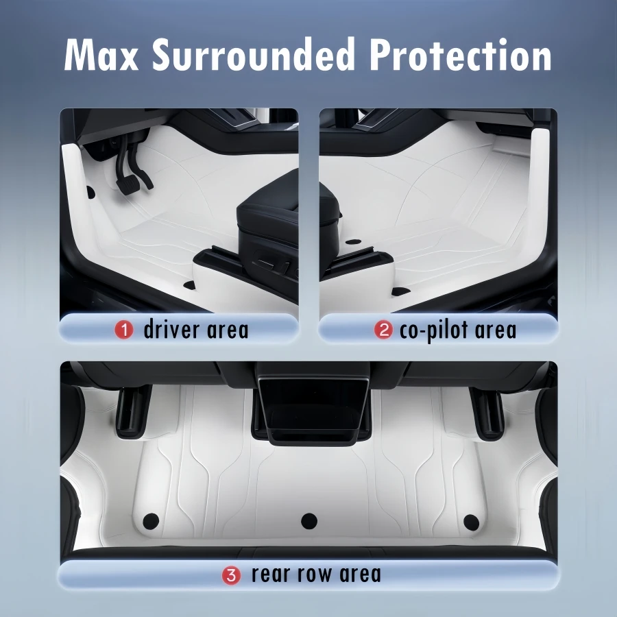 Fully Sorrounded PU Floor Mats for Tesla Model 3 Highland 2024 2025 2026 Lhd Rhd Double Layer Car Floor Liners With Carpet
